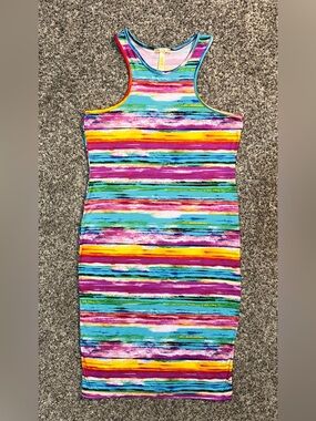 NYC Women’s Multicolor Striped Sleeveless Midi Dress! Size Large.